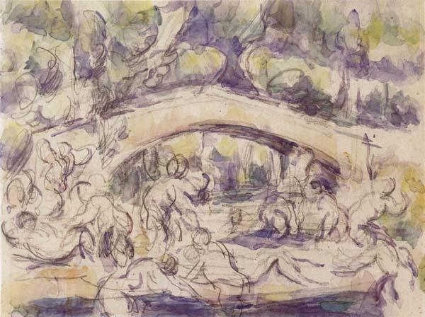 Paul Cezanne Bathers Beneath a Bridge oil painting picture